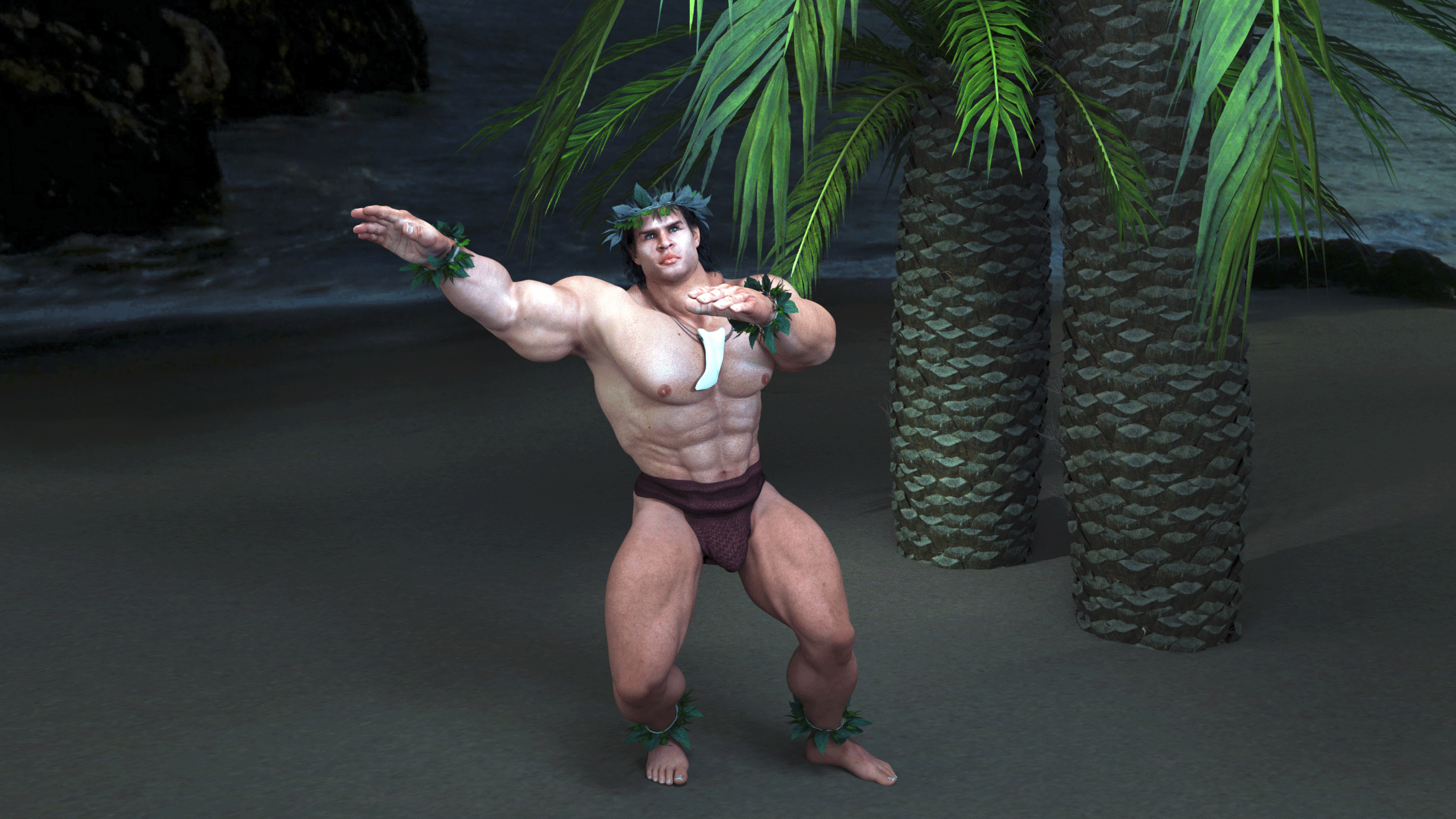 masculine male hula dancer from the dream world